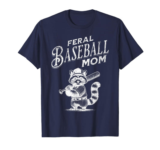 Retro Raccoon Feral Baseball Mom Trash Panda Sport Lover T-Shirt