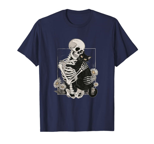 Cat Skull Kitten Cute Skeleton Halloween Men Women Kids T-Shirt