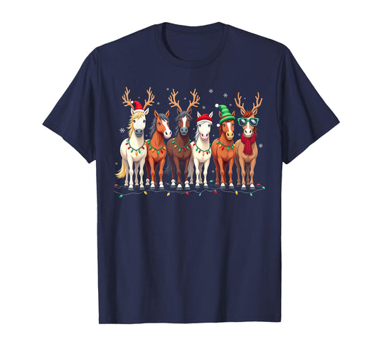 Horse Lover Santa Hat Christmas Xmas Holiday Girls Pajamas T-Shirt