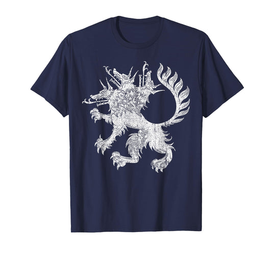 Vintage Cerberus Three Headed Dog T-Shirt - Unisex-Adults, Black, Small, Short Sleeve, T-Shirt, Vintage Graphic Tee
