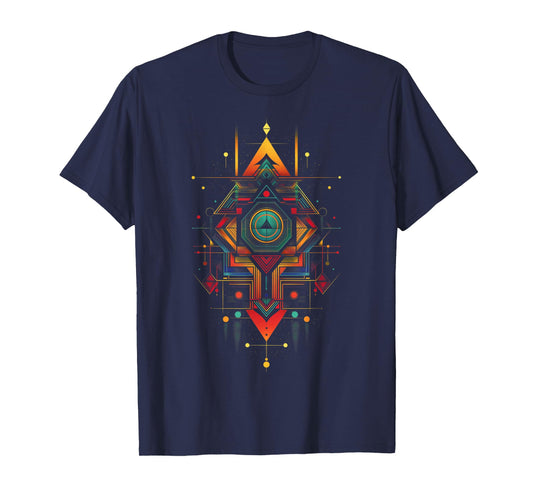 Sacred Geometry Metatron Abstract Aztec Pattern Spiritual T-Shirt