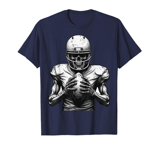 Halloween Skeleton Football Player Spooky Sports Graphic T-Shirt