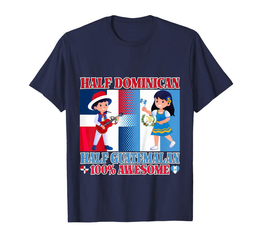 Half Guatemalan Half Dominican Republic Flag Toddler Girls T-Shirt