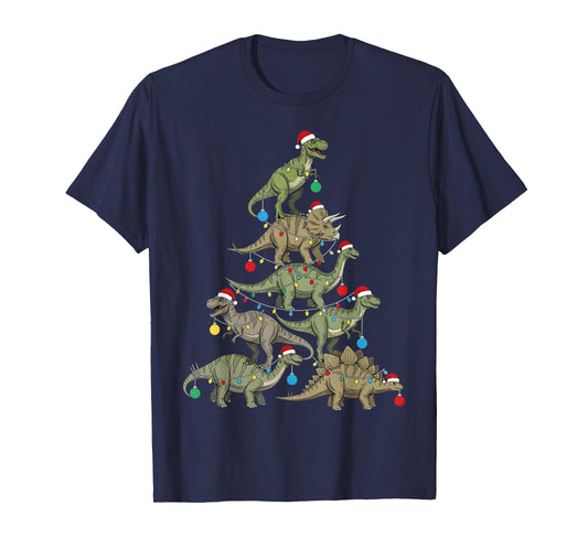 Types of Dinosaurs Christmas Tree Santa Xmas Family Matching T-Shirt
