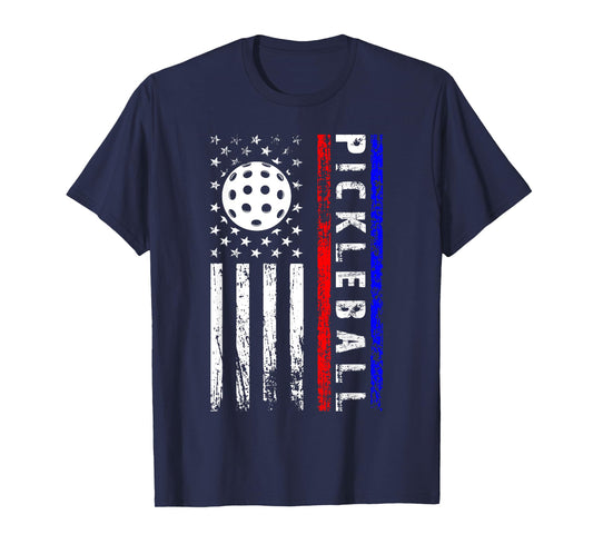 Pickleball Lovers 4th of July American Flag Pickle Ball USA T-Shirt for Women Kids Men
