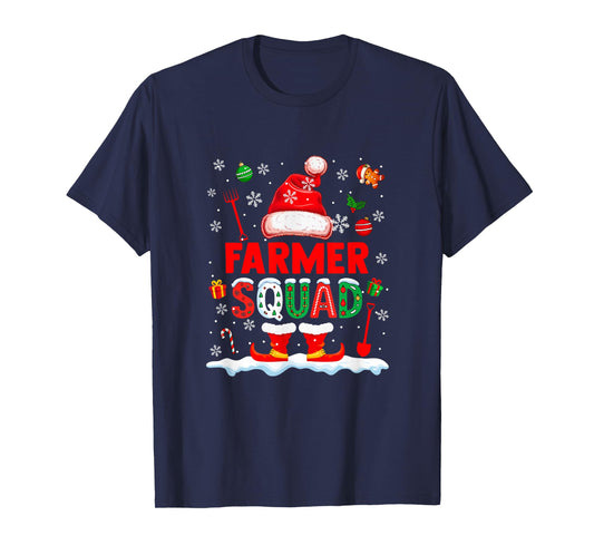 Farmer Squad Men Job Christmas Santa Costume Bow Tie T-Shirt