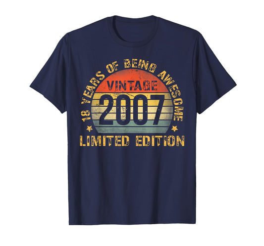 18 Year Old BDay Decorations Men Boy 18yr 2007 18th Birthday T-Shirt