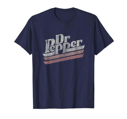 Dr. Pepper Distressed Stripe Vintage Diagonal Soda Label T-Shirt