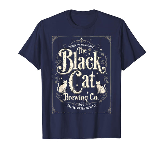 The Black Cat Brewing Co Salem Halloween Cat Lover Cats Joke T-Shirt