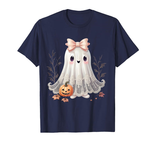 Lace Ghost Halloween Coquette Bow Vintage Women Girls T-Shirt