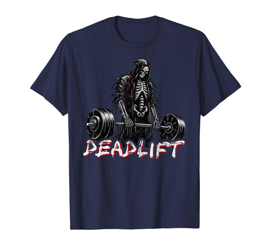 Deadlift Skeleton Halloween Gym Jokes Weightlifting Workout T-Shirt