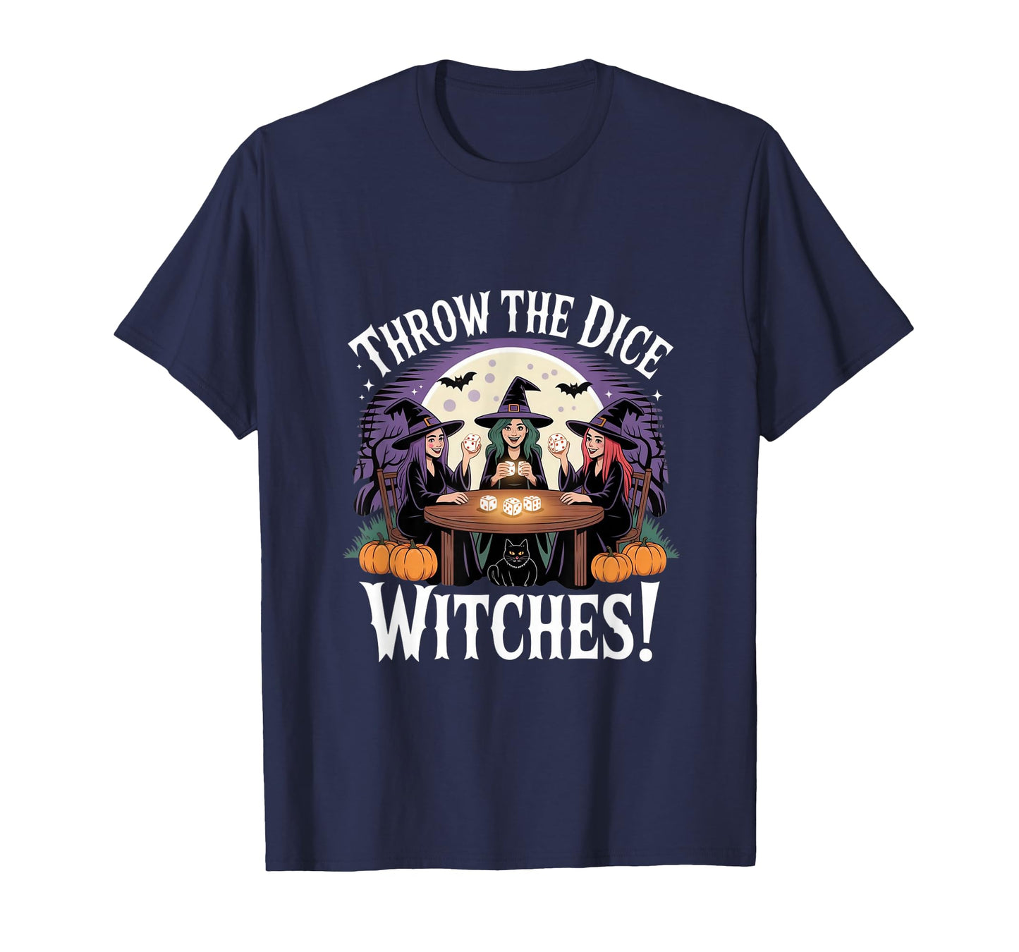 Throw The Dice Witches Funny Halloween Party Bunco Women T-Shirt