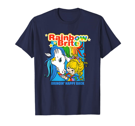 Rainbow Brite Bringin' Happy Back Colorful Retro Chest Logo T-Shirt