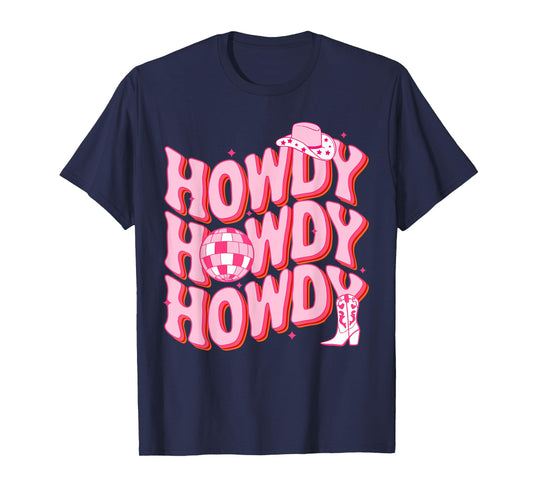 Howdy Southern Western Girl Country Rodeo Pink Cowgirl Disco T-Shirt