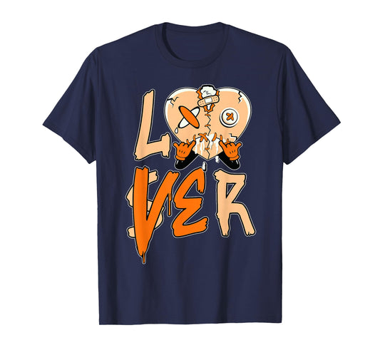 Orange Loser Lover Pink Drip Heart Matching Tee Men Women T-Shirt