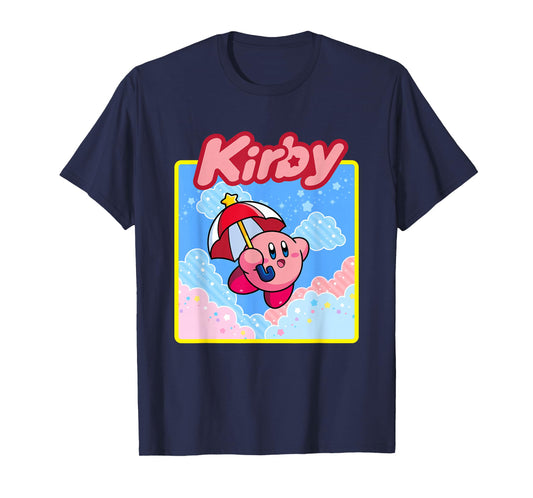 Kirby Pastel Pink & Blue Cloudy Big Character Portrait T-Shirt