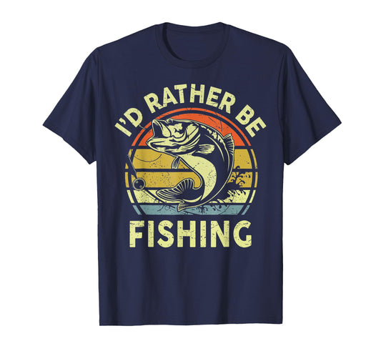 Id Rather Be Fishing Fly Bass Fish Funny Fisherman Dad T-Shirt
