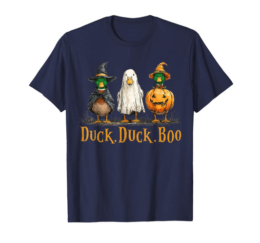 Duck Duck Boo Funny Duck Goose Witch Pumpkin Halloween T-Shirt