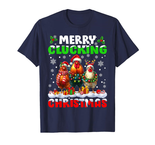 Merry Clucking Christmas Funny Chicken Santa Hat Xmas Pajama T-Shirt