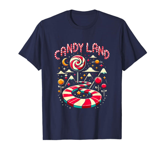Xmas Candy Land Rainbow Trail Candy Cane Merry Christmas T-Shirt