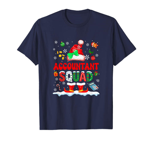Accountant Squad Women Job Christmas Santa Costume Bow Tie T-Shirt