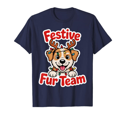 Festive Family Xmas Lighting Santa Dog Christmas Matching T-Shirt