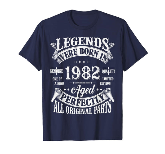43rd Birthday Tee 43 Years Old Vintage Legends Born In 1982 T-Shirt