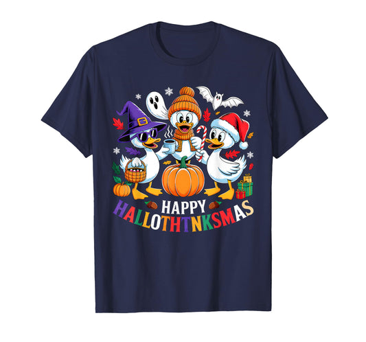Duck Halloween Thanksgiving Christmas Happy Hallothanksmas T-Shirt
