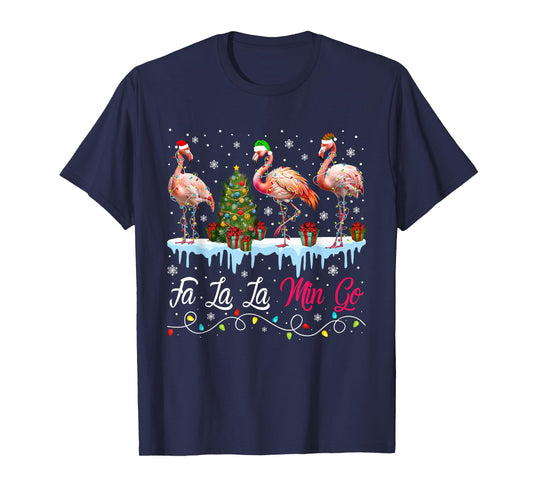 FA La La Mingo Flamingo Christmas Tropical Xmas Tree Lights T-Shirt
