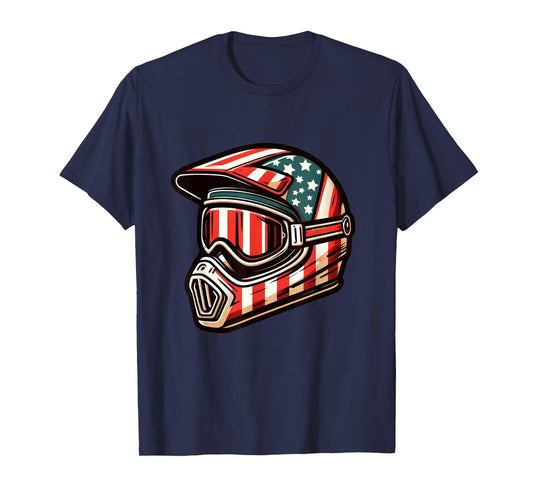 Dirt Bike American USA Flag Motocross Biker 4th of July T-Shirt