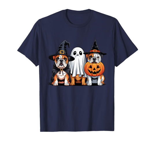 English Bulldog Halloween Funny Dog Lover Pumpkin Witch T-Shirt