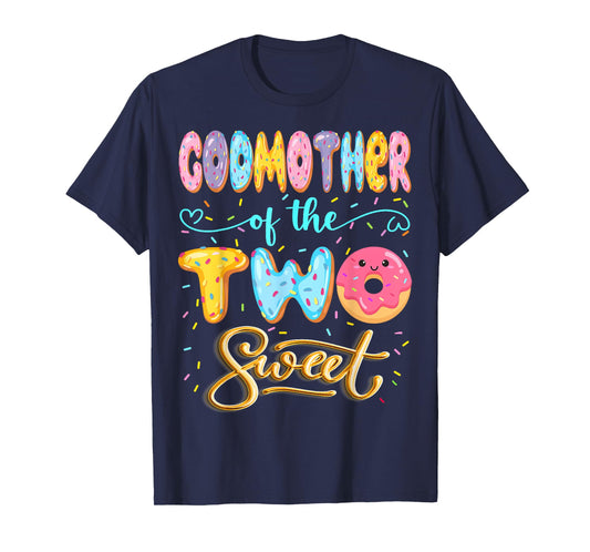 GodMother Of The Two Sweet Donut Lover 2Nd Birthday Girl T-Shirt