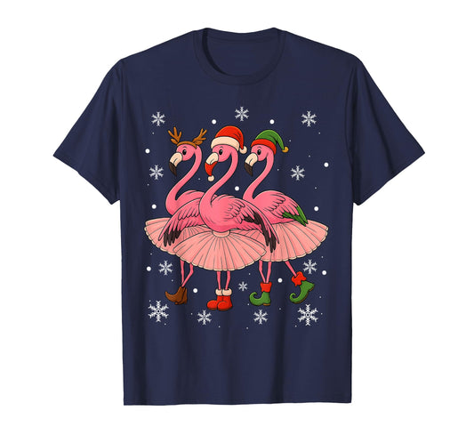 Flamingo Dancing Christmas Tee Santa Claus Xmas Gifts T-Shirt