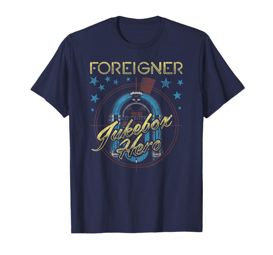 Foreigner Jukebox Hero Vintage Logo Distressed T-Shirt
