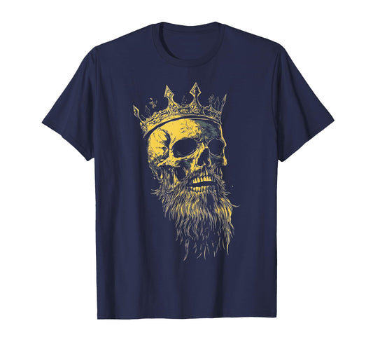 King Crown Skeleton Head with Beard T-Shirt
