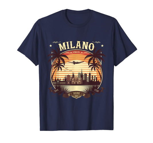 Milano Italia Skyline Vintage Italy Souvenir Aesthetic T-Shirt