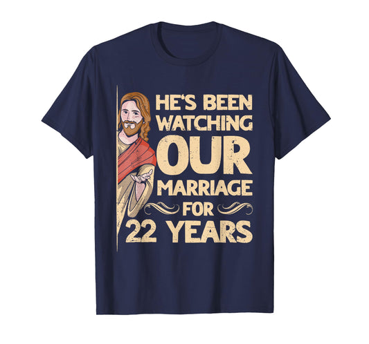 22nd Wedding Anniversary Jesus Christian Husband Wife T-Shirt