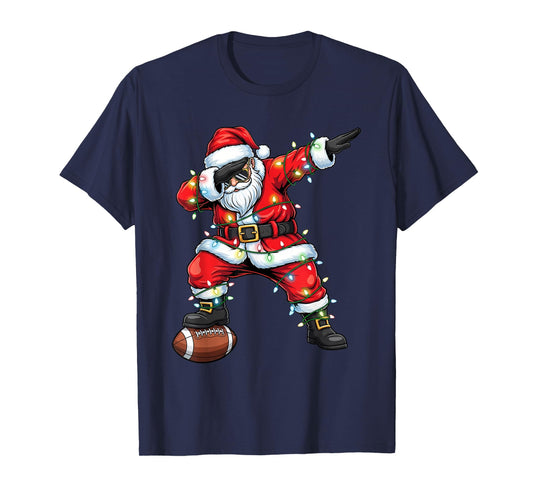 Dabbing Santa Funny Christmas Football Men Women Boys Girls T-Shirt