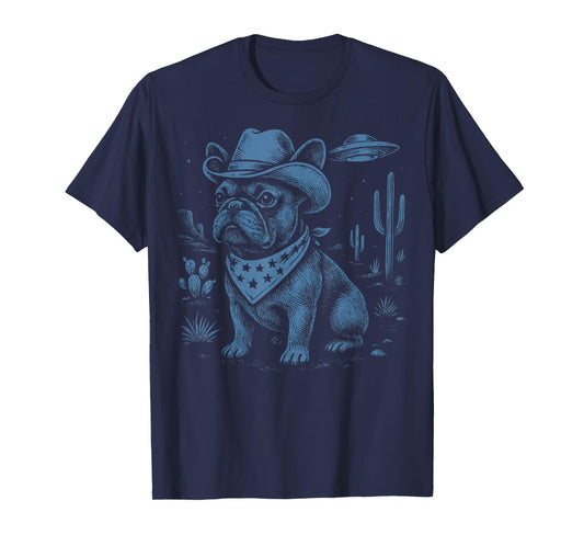French Bulldog Cowboy UFO T-Shirt