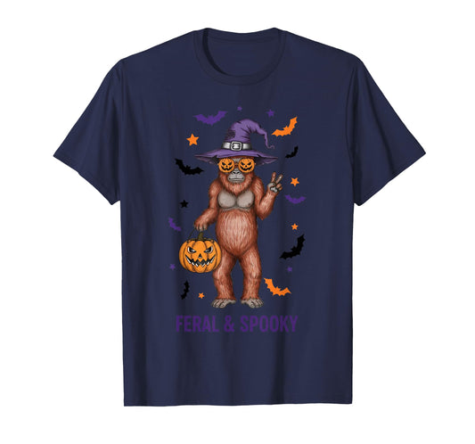 Feral and Spooky Witch Costume Bigfoot Halloween T-Shirt
