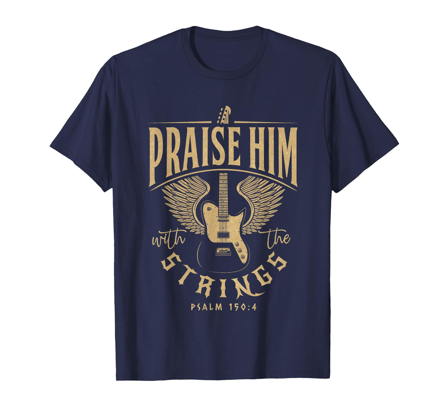 Praise Him Christian Guitar Players with Distressed Design T-Shirt