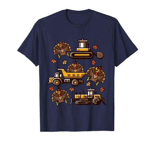 Kids Thanksgiving Construction Trucks Fall Toddler Boys Kid Youth T-Shirt