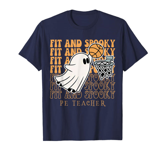 Fit & Spooky PE Teacher Fall Halloween PE Teacher Basketball Men Women T-Shirt