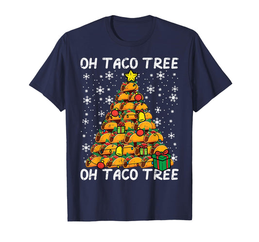 Tacos Christmas Tree Funny Xmas Foodie Mexican Men Women Kid T-Shirt