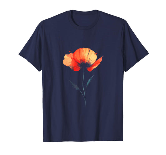 Poppy Flower August Birth Flower Poppies Floral Birthday T-Shirt