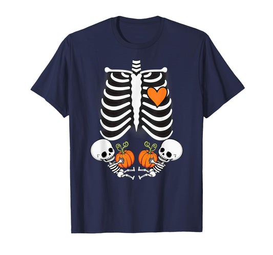 Pregnancy Announcement Gender Reveal Skeleton Twins T-Shirt
