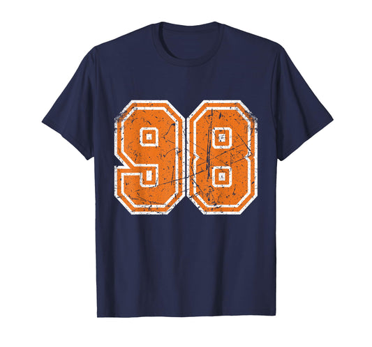 Sports Legendz Unisex-Adult Vintage Number #98 Orange Varsity Number T-Shirt
