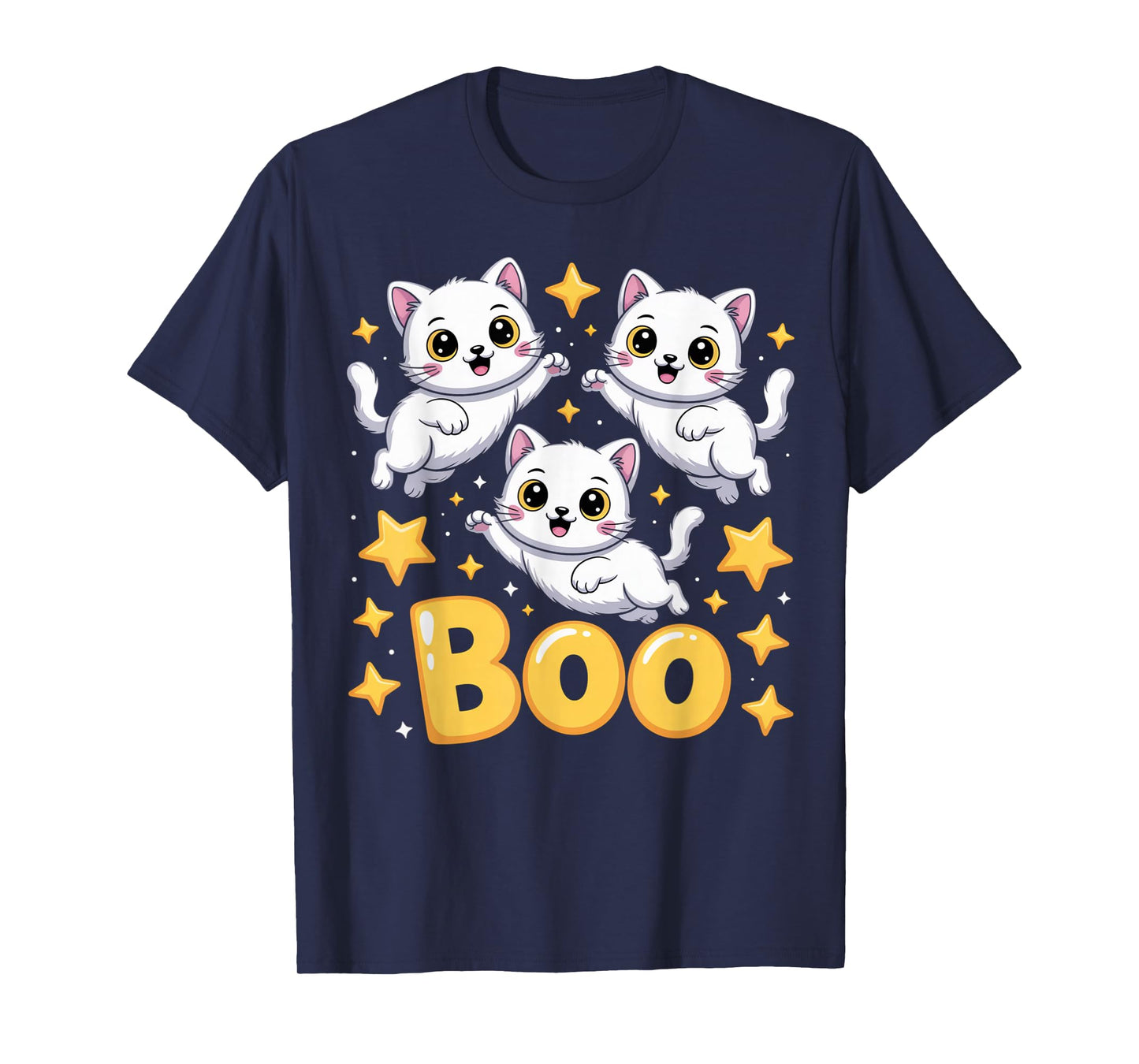 CAT Ghost Boo Cute Kitty Cats Lover Halloween Women Men T-Shirt
