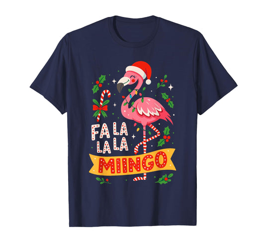 Flamingo Christmas Shirt for Women, Funny FA La La Mingo T-Shirt