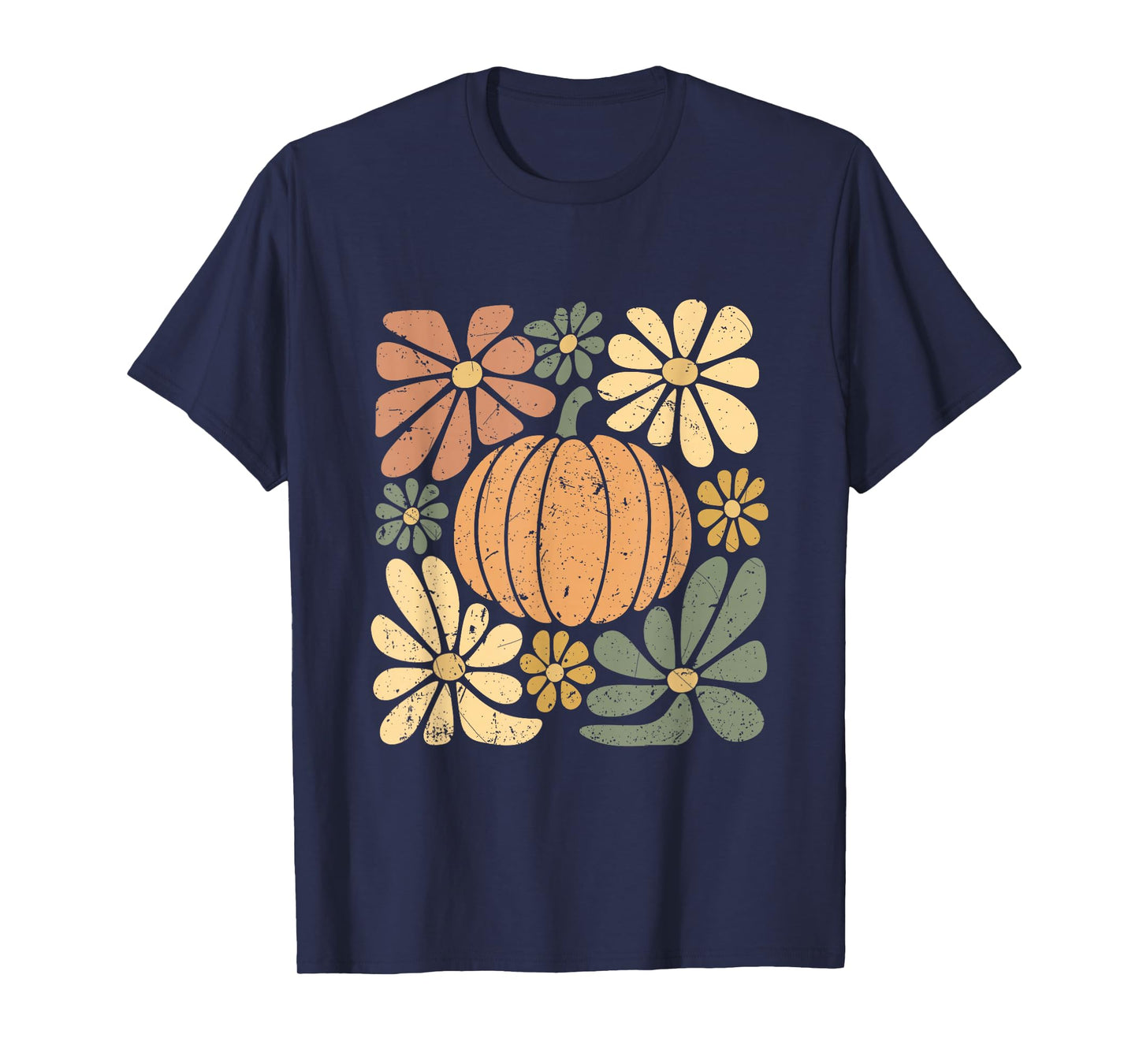 Retro Floral Boho Pumpkin Fall Cozy Autumn Halloween T-Shirt